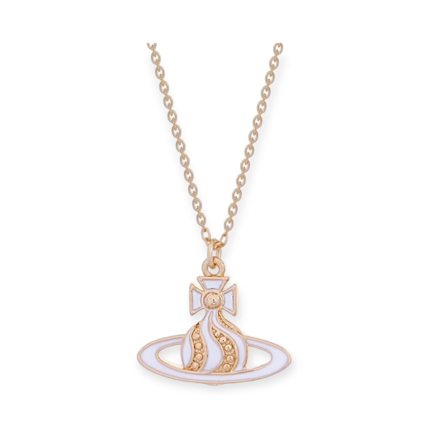 Gem Studded Swivel Pattern Orb Pendant Necklace (6 Colors)