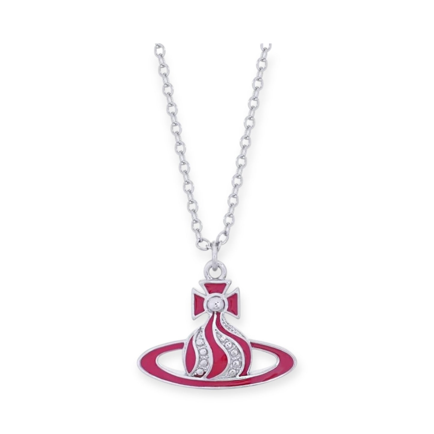 Gem Studded Swivel Pattern Orb Pendant Necklace (6 Colors)