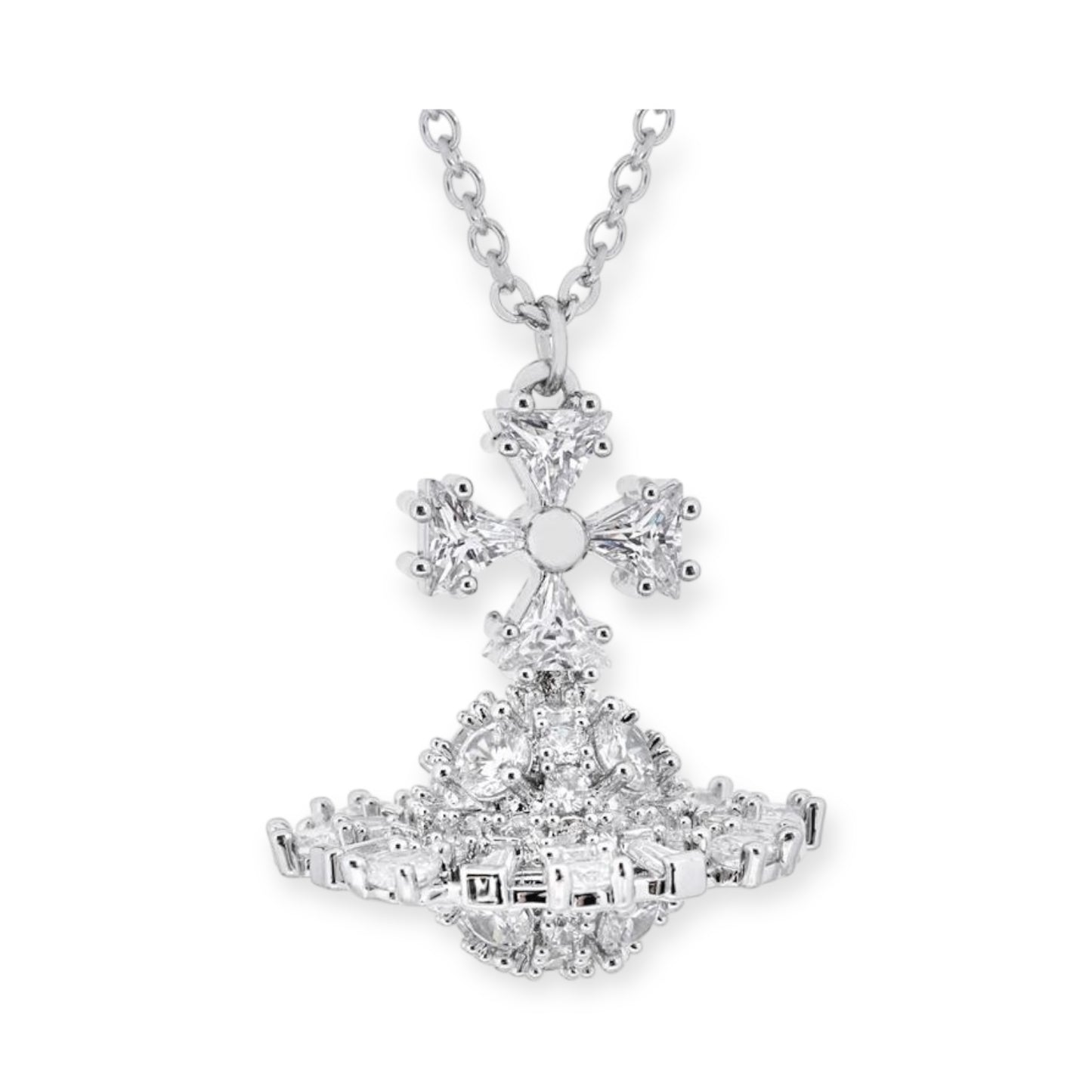 Multi Gem Crystal Design 3D Abstract Orb Pendant Necklace Gold & Silver (2 Colors)