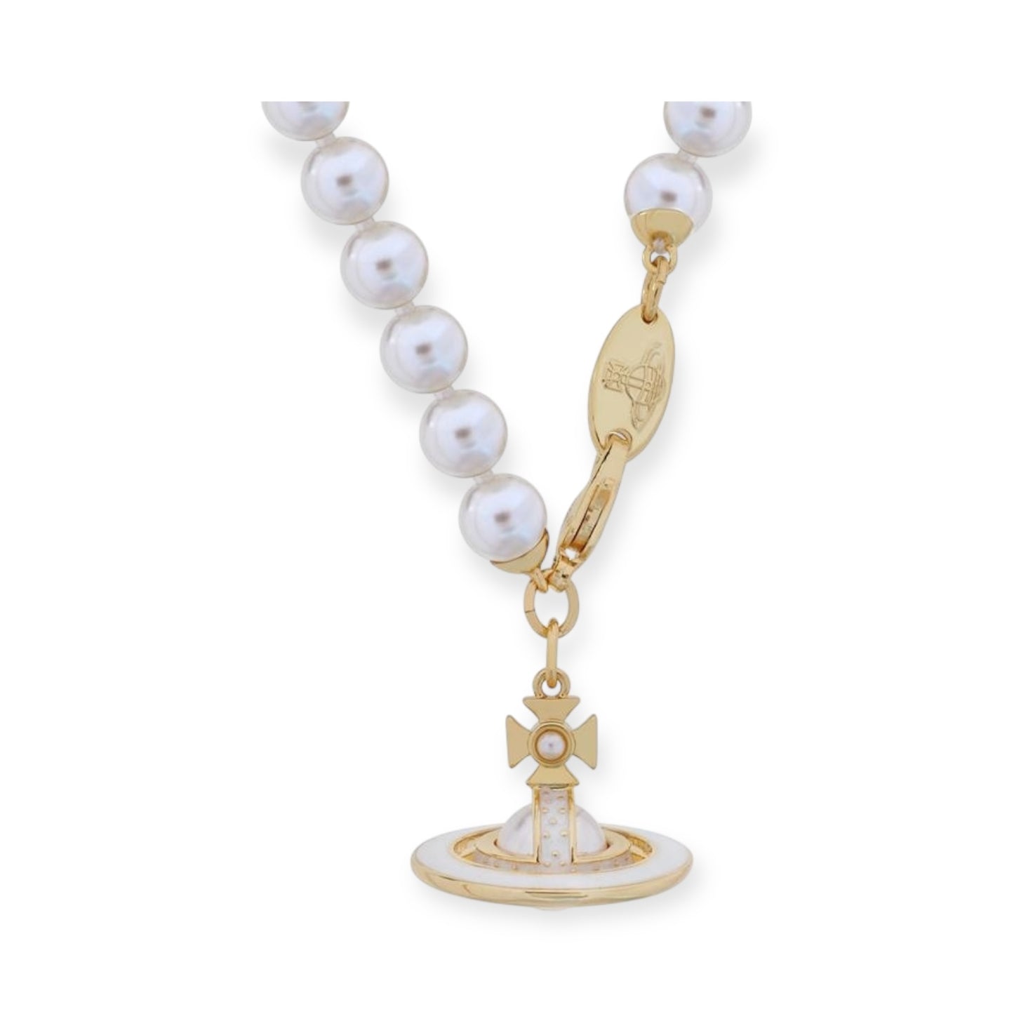 Mini Pearl Orb Hanging Pendant Colored Striped Rim Design Necklace (6 Colors)