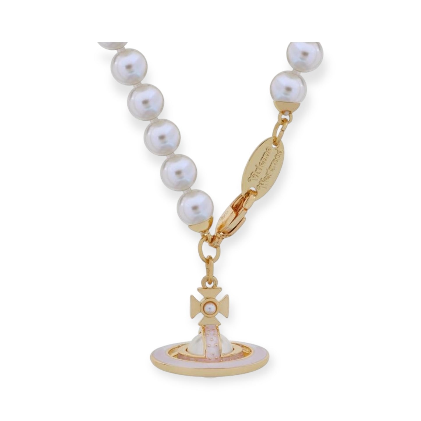 Mini Pearl Orb Hanging Pendant Colored Striped Rim Design Necklace (6 Colors)