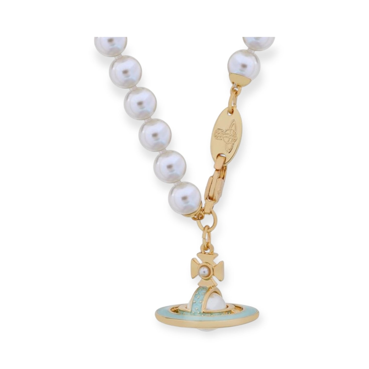 Mini Pearl Orb Hanging Pendant Colored Striped Rim Design Necklace (6 Colors)