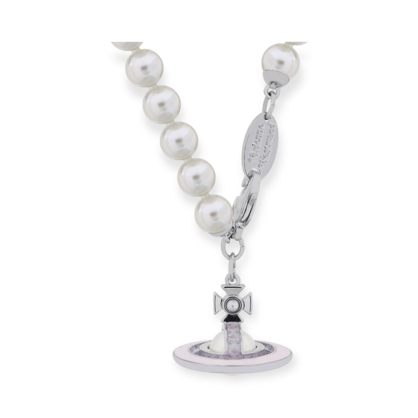 Mini Pearl Orb Hanging Pendant Colored Striped Rim Design Necklace (6 Colors)