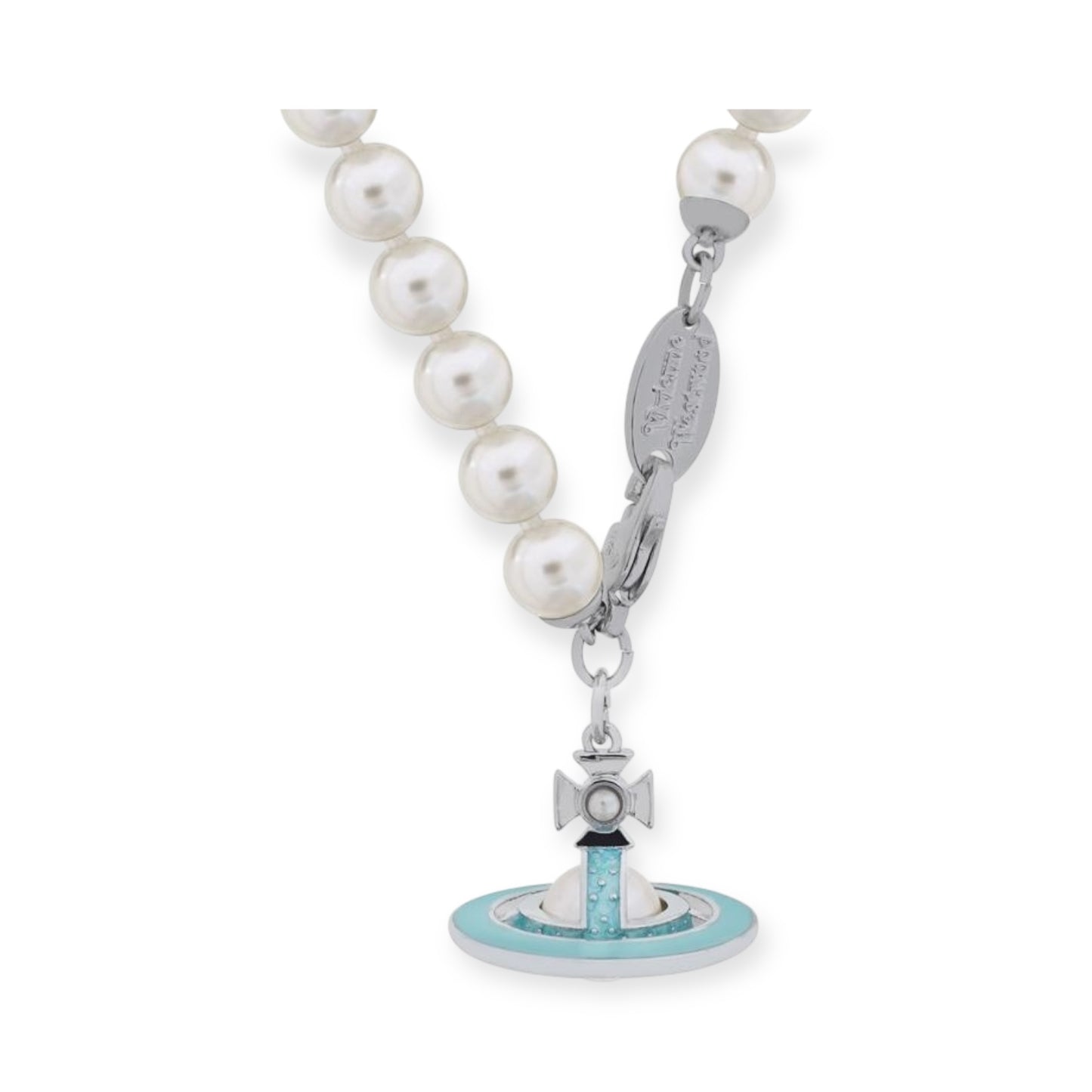 Mini Pearl Orb Hanging Pendant Colored Striped Rim Design Necklace (6 Colors)