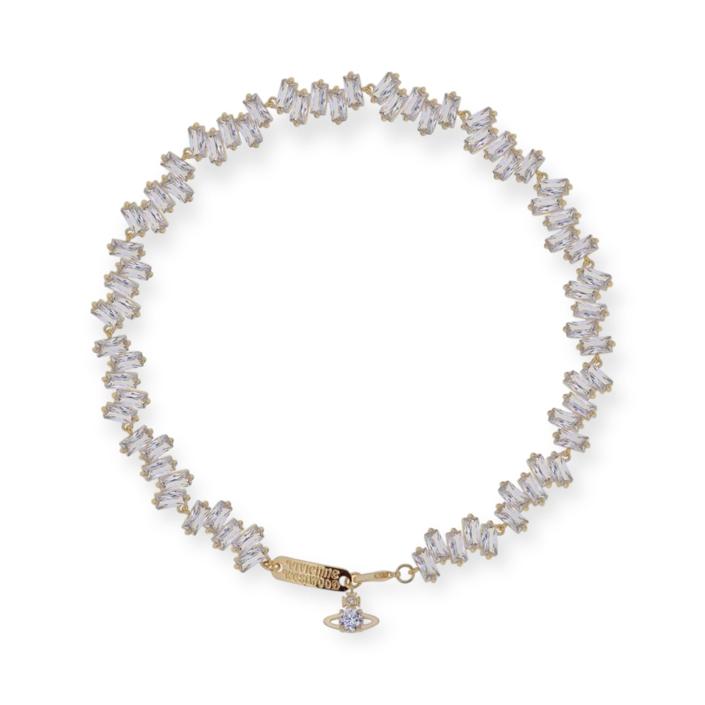 Crystal Shards Hanging Orb Pendant Choker Necklace Gold & Silver (2 Colors)