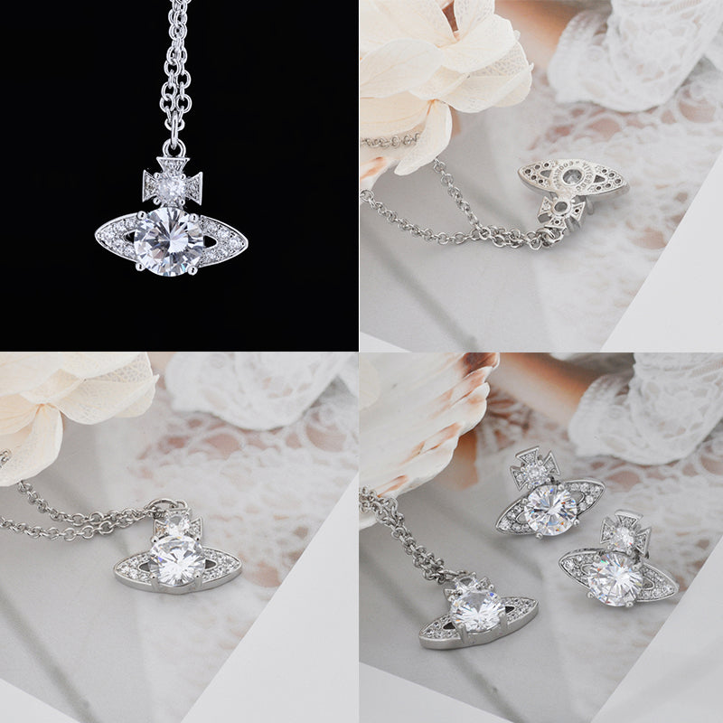 Multicolor Gem Encrusted Studded Orb Pendant Necklace (4 Colors)