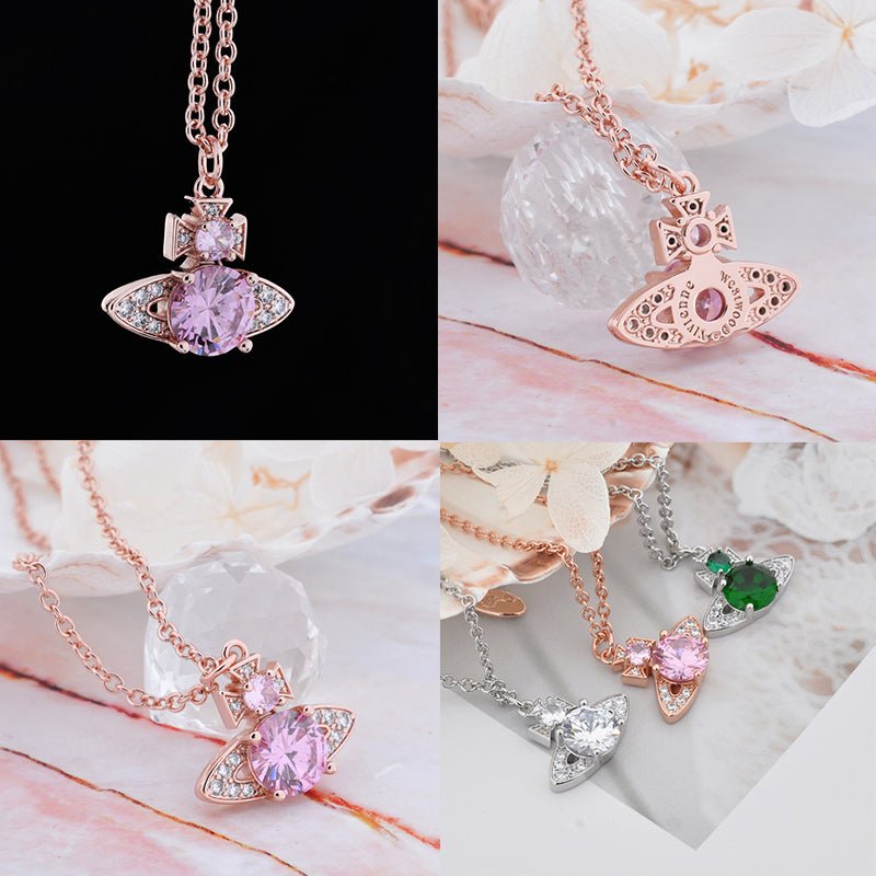 Multicolor Gem Encrusted Studded Orb Pendant Necklace (4 Colors)