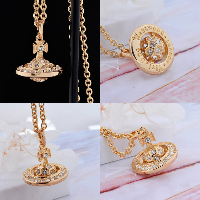 Multicolor Gem Studded Soccer Ball Design Orb Pendant Necklace (4 Colors)