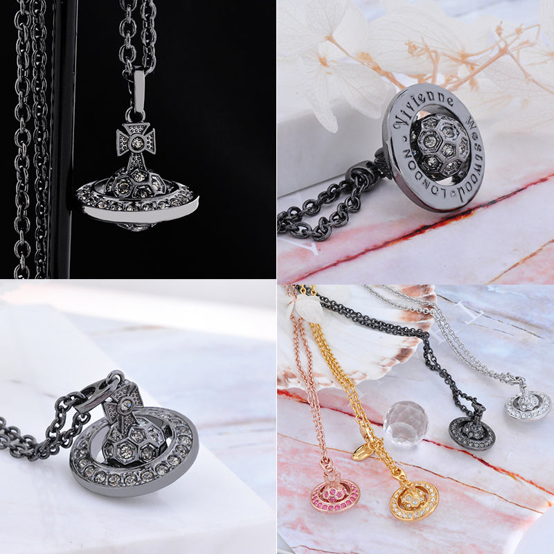 Multicolor Gem Studded Soccer Ball Design Orb Pendant Necklace (4 Colors)