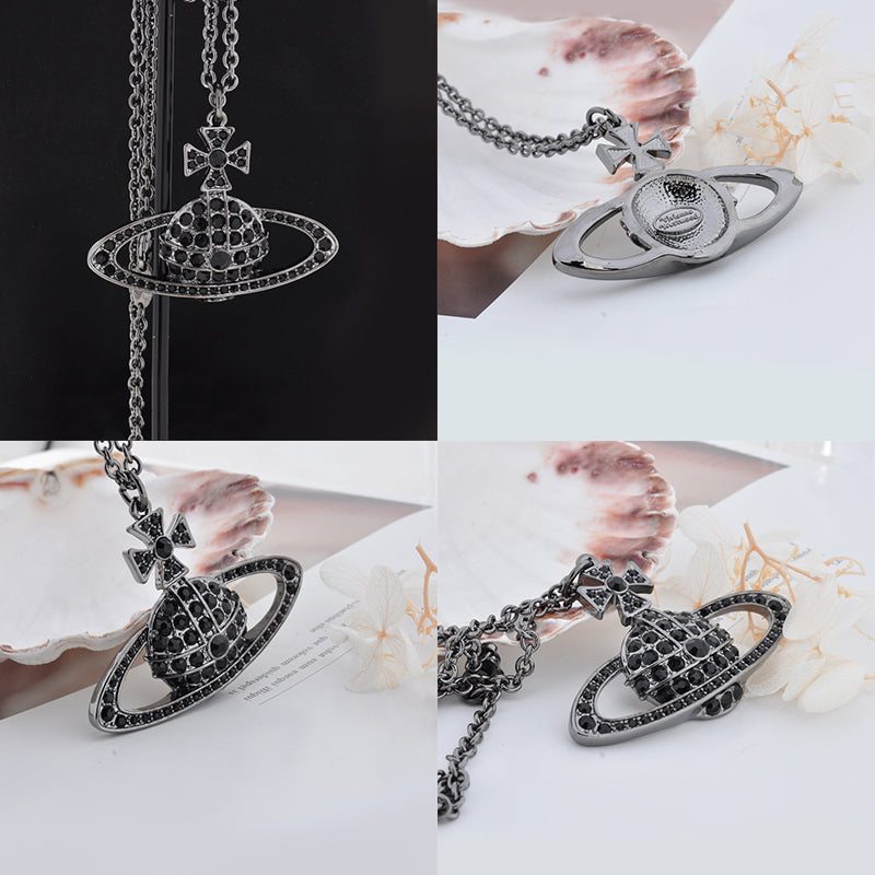 Large Gem Studded Encrusted Orb Pendant Necklace (3 colors)