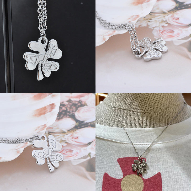 Lucky Clover Staple Engraved Orb Pendant Necklace Gold & Silver (2 Colors)