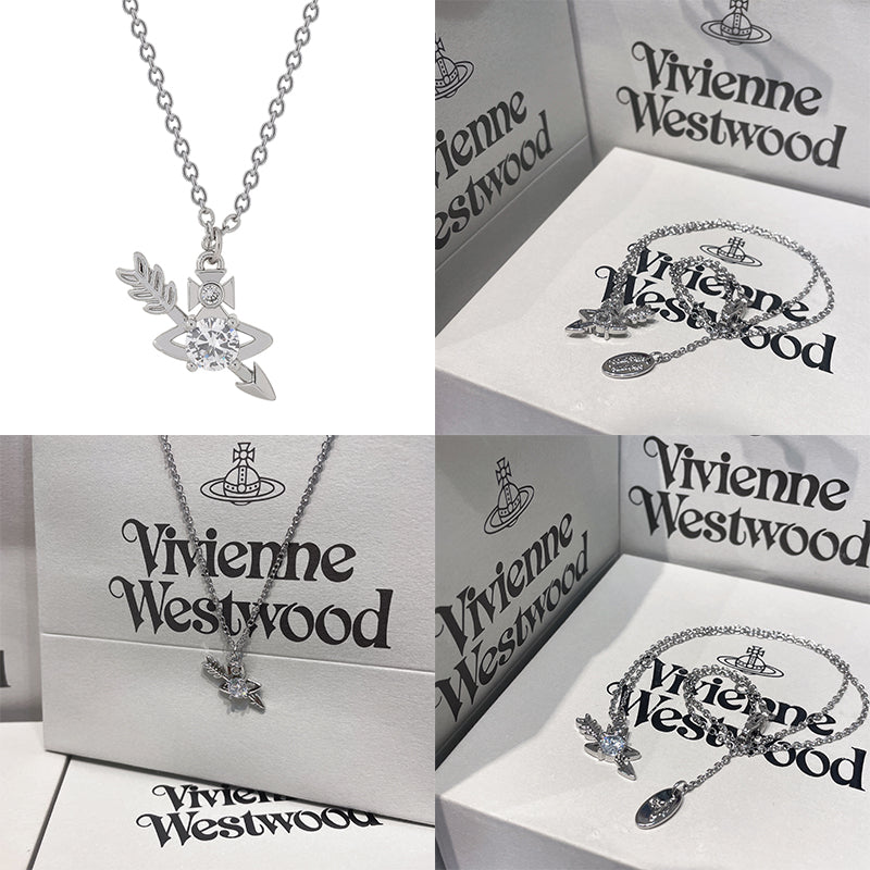 Orb Arrow Gem Pendant Necklace Gold & Silver (2 Colors)