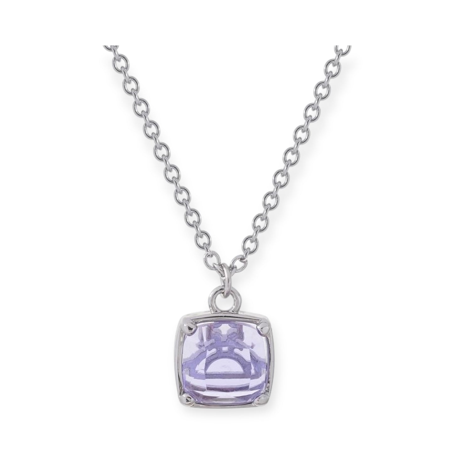 Colored Glass Square Orb Design Pendant Necklace (3 Colors)