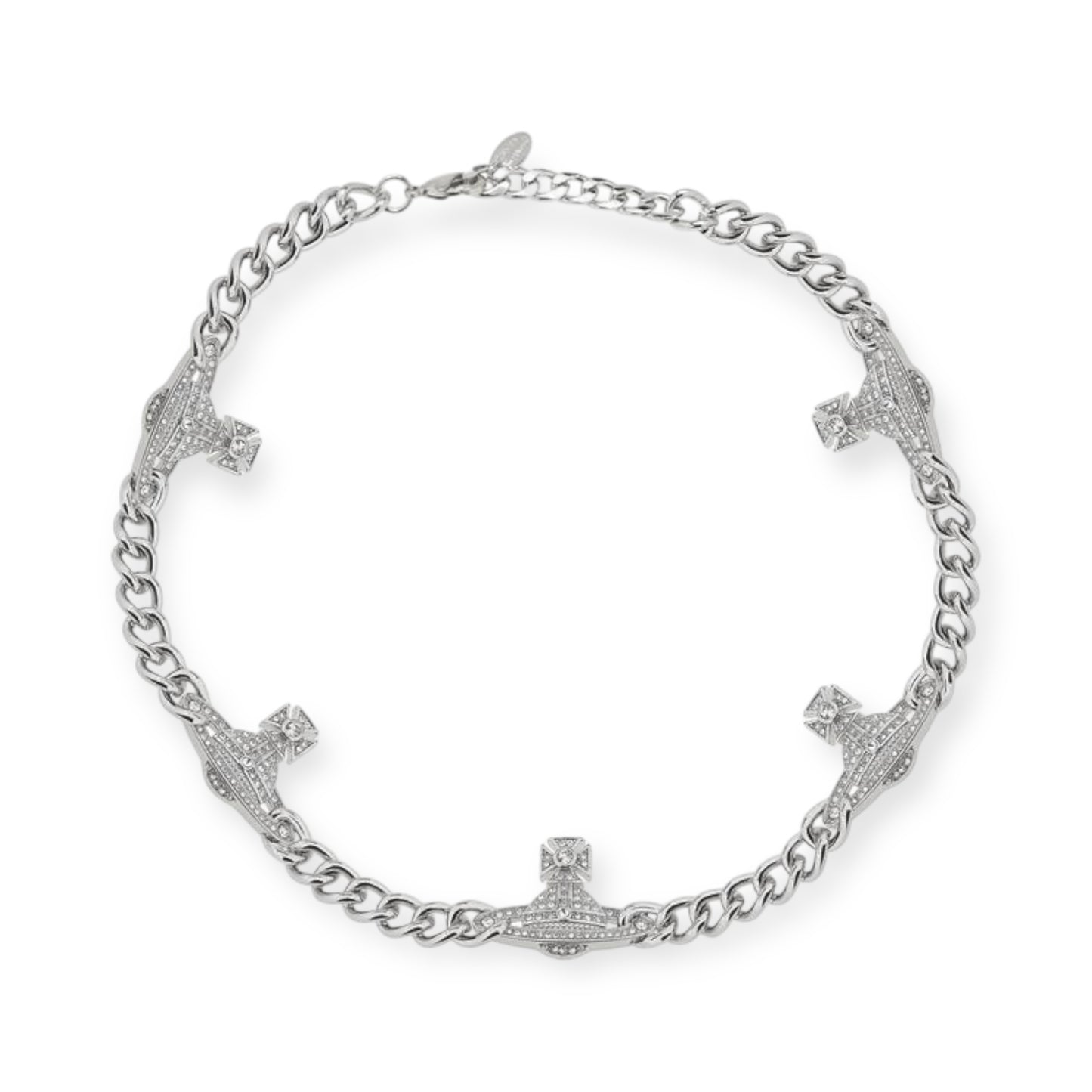 Multi Orb Pendant Chain Link Necklace Silver & Pink (2 Colors)