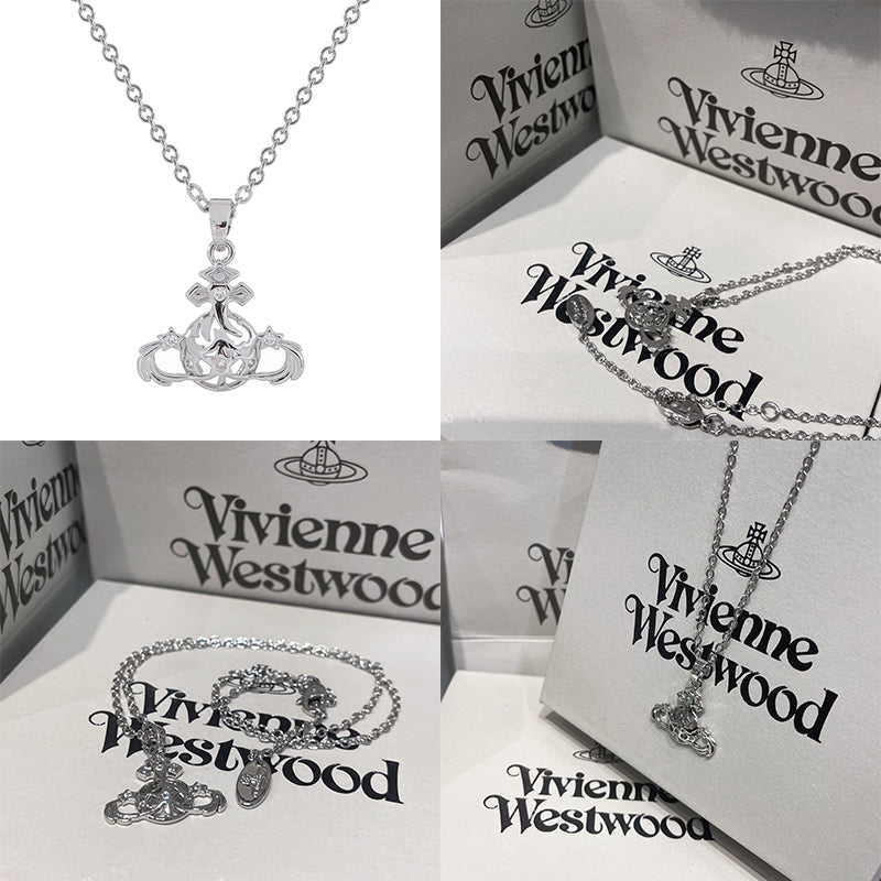 Abstract Gapped Orb Pendant Gem Star Details Necklace Gold & Silver (2 Colors)