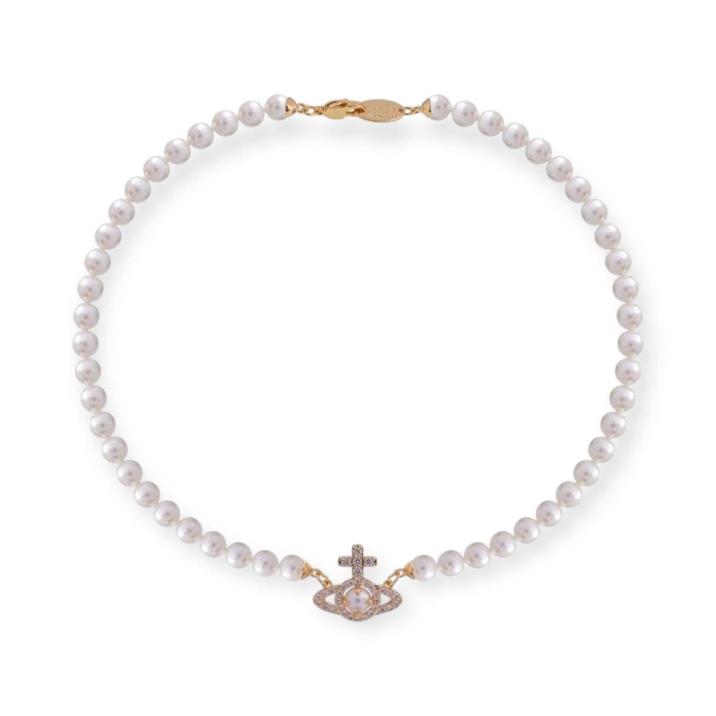 Beaded Pearl Gem Studded Pendant Orb Necklace (3 Colors)