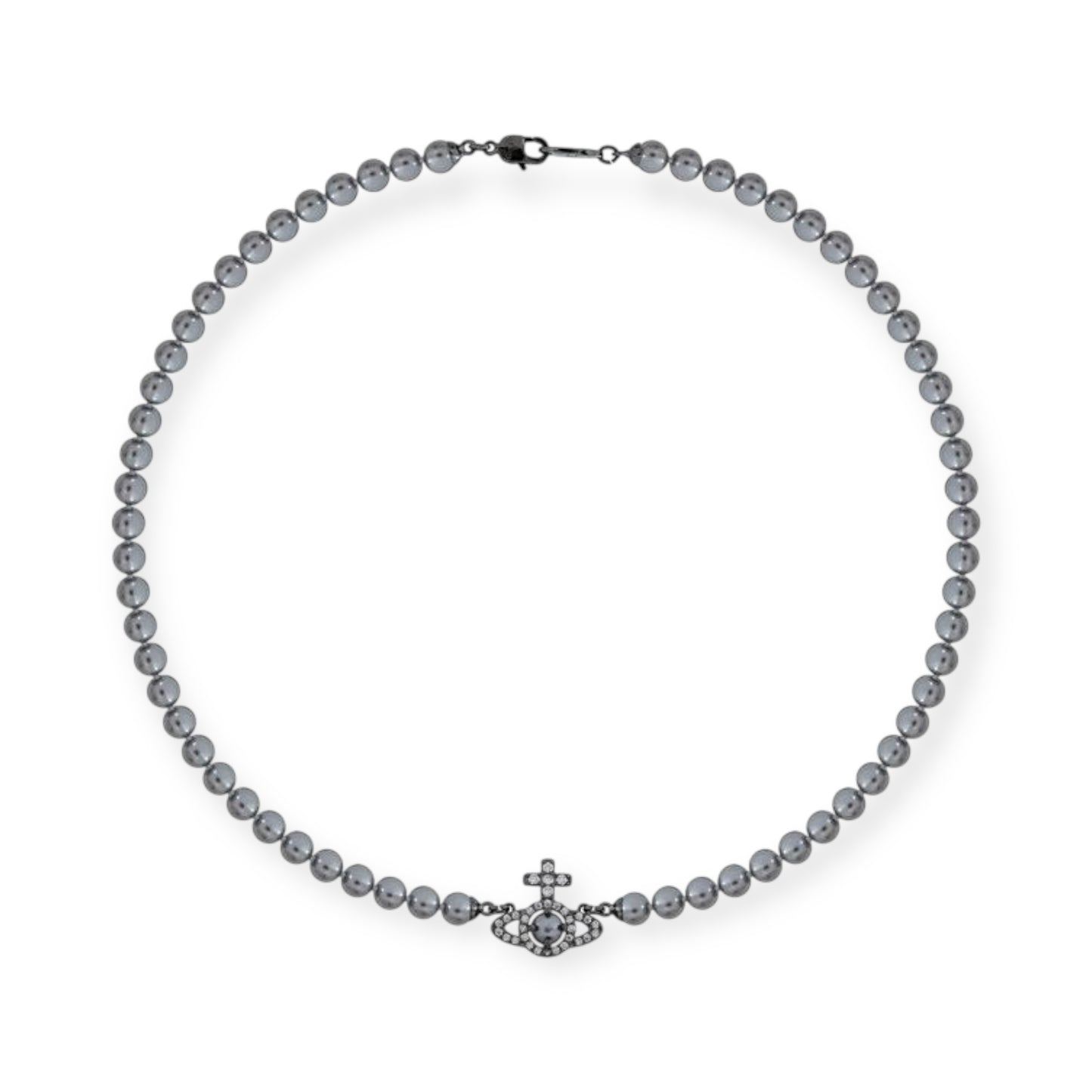 Beaded Pearl Gem Studded Pendant Orb Necklace (3 Colors)