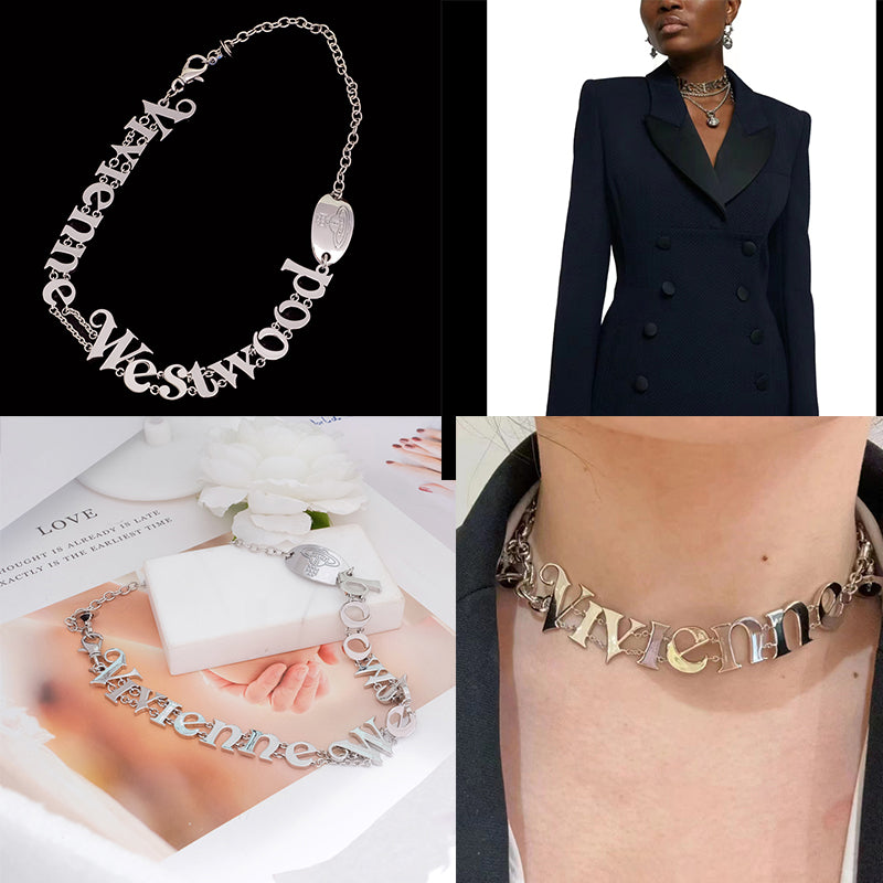 Curved Spellout Letters Statement Name Double Chain Gold & Silver (2 Colors)