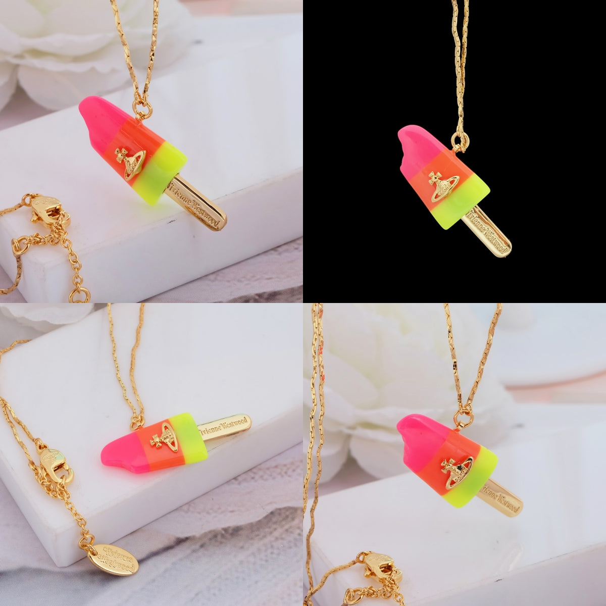 Ice Cream Lolly Colorful Orb Pendant Necklace