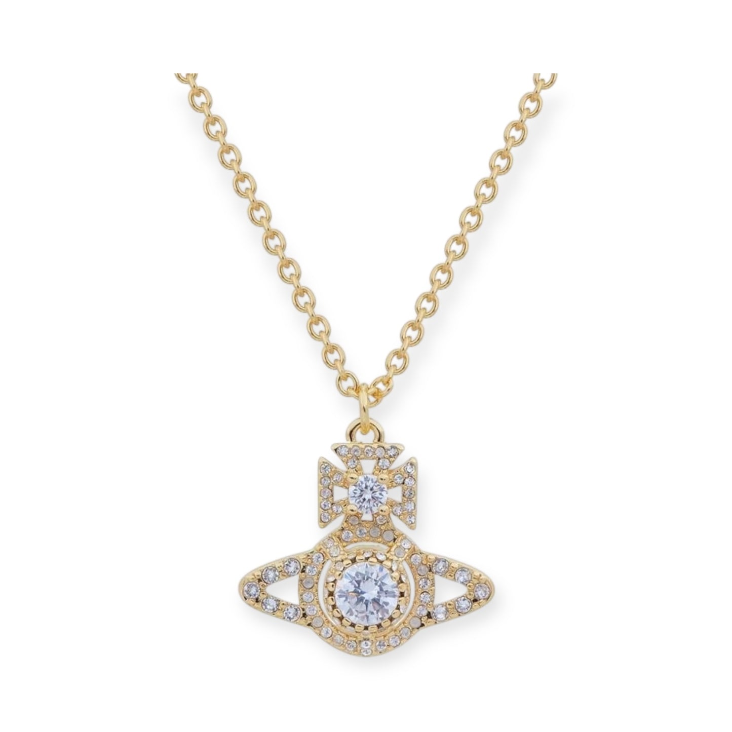 Gem Encrusted Chain Orb Pendant Necklace Gold & Silver (2 Colors)