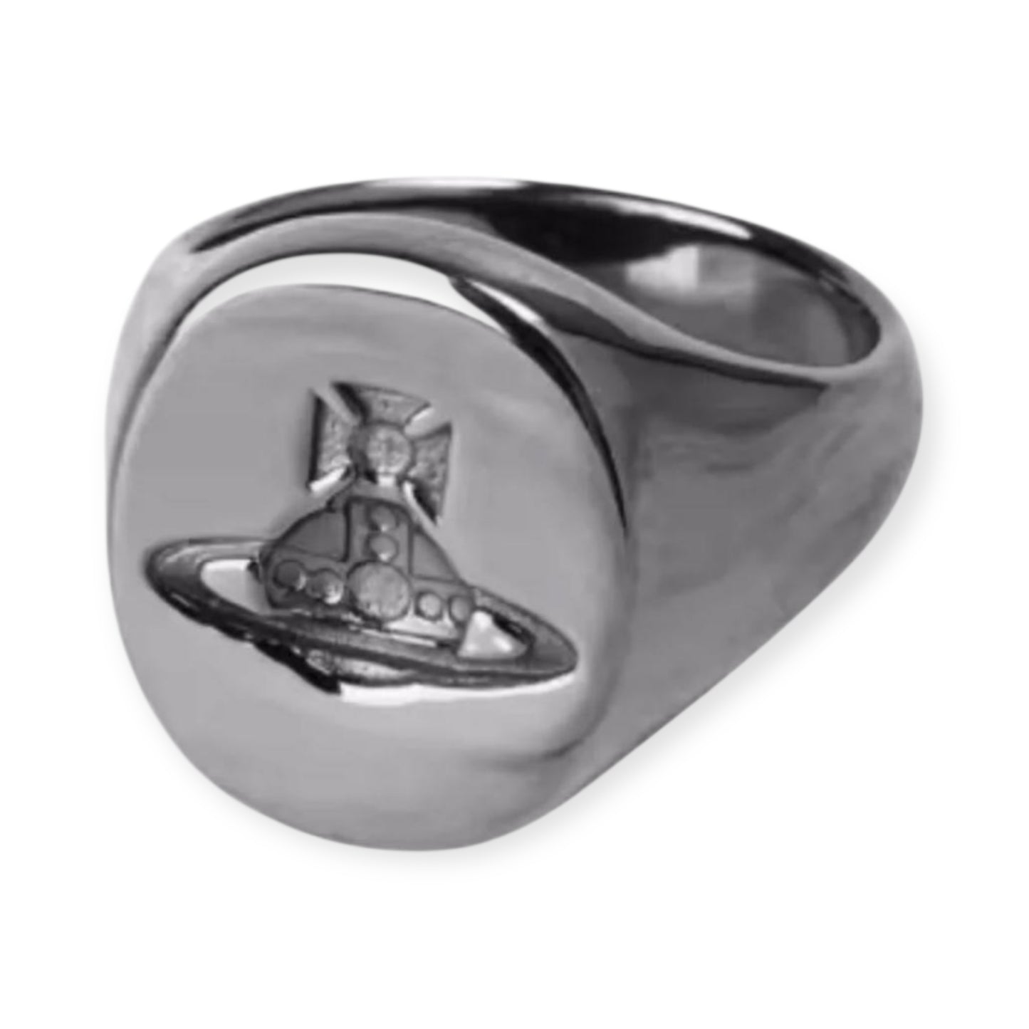 Orb Engraved Design Circle Shape Chunky Stamp Signet Ring (2 colors)