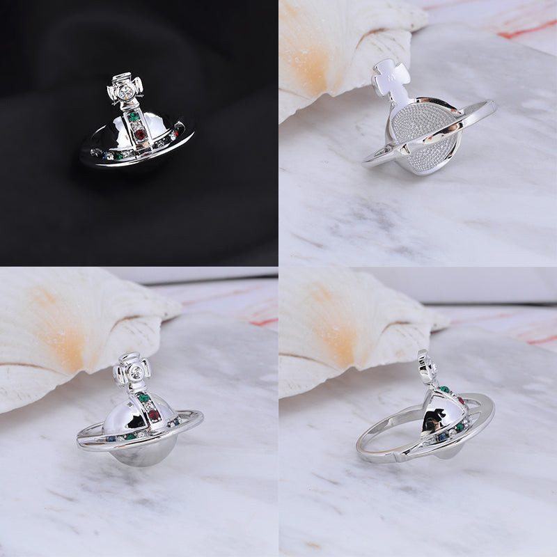 Solid Gem Detail Half Orb Ring Gold & Silver (2 colors)