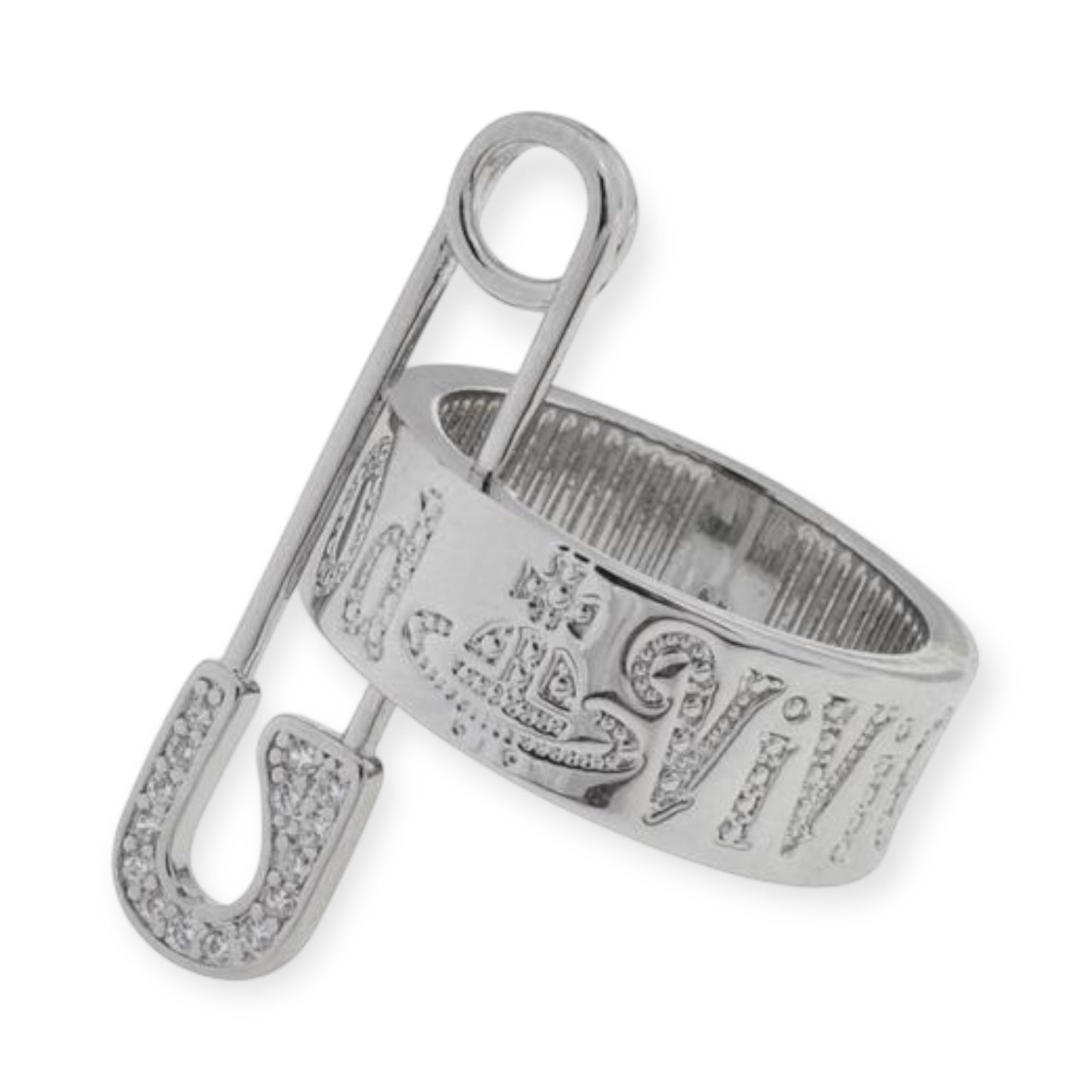 Safety Pin Gem Studded Ring (3 Colors)