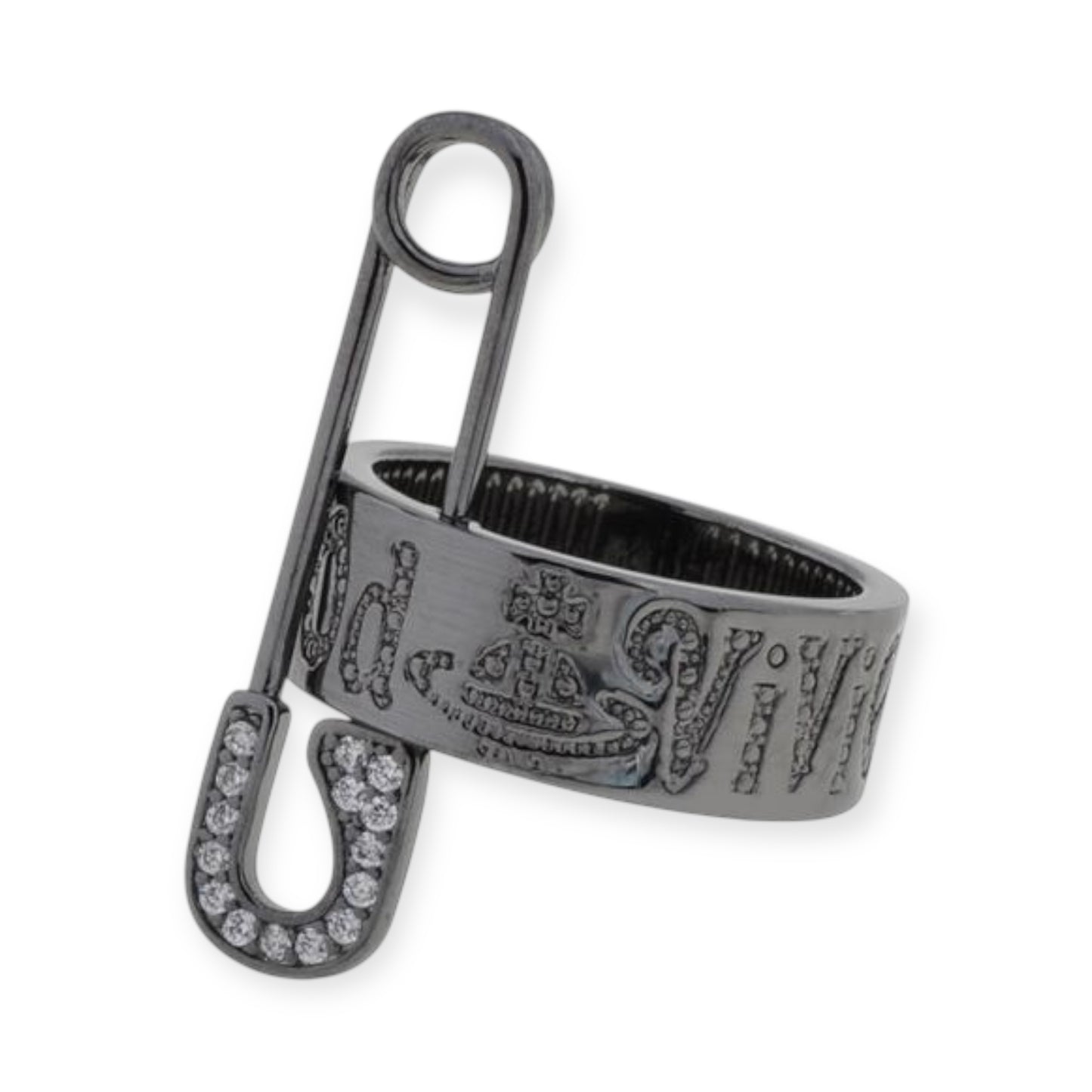 Safety Pin Gem Studded Ring (3 Colors)