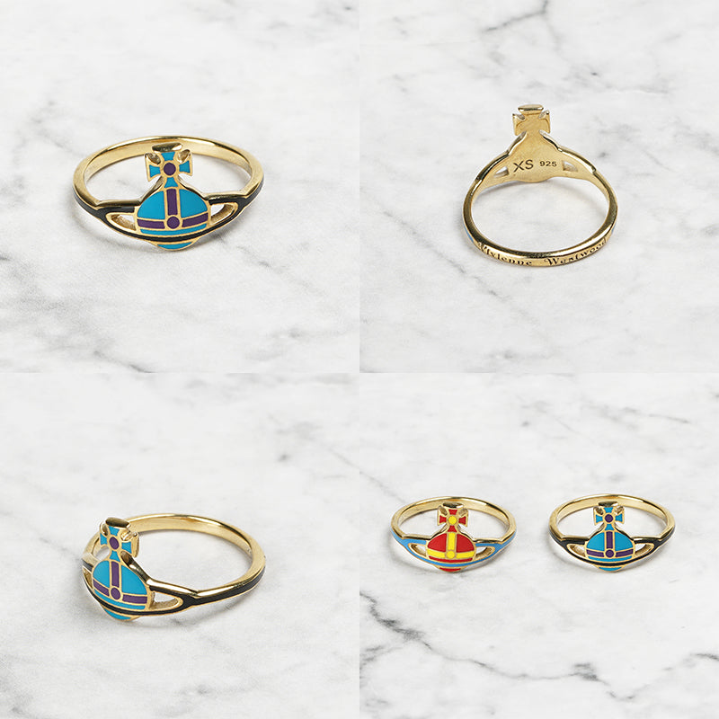 Multicolor Colorful Abstract Orb Design Gold Ring (3 colors)