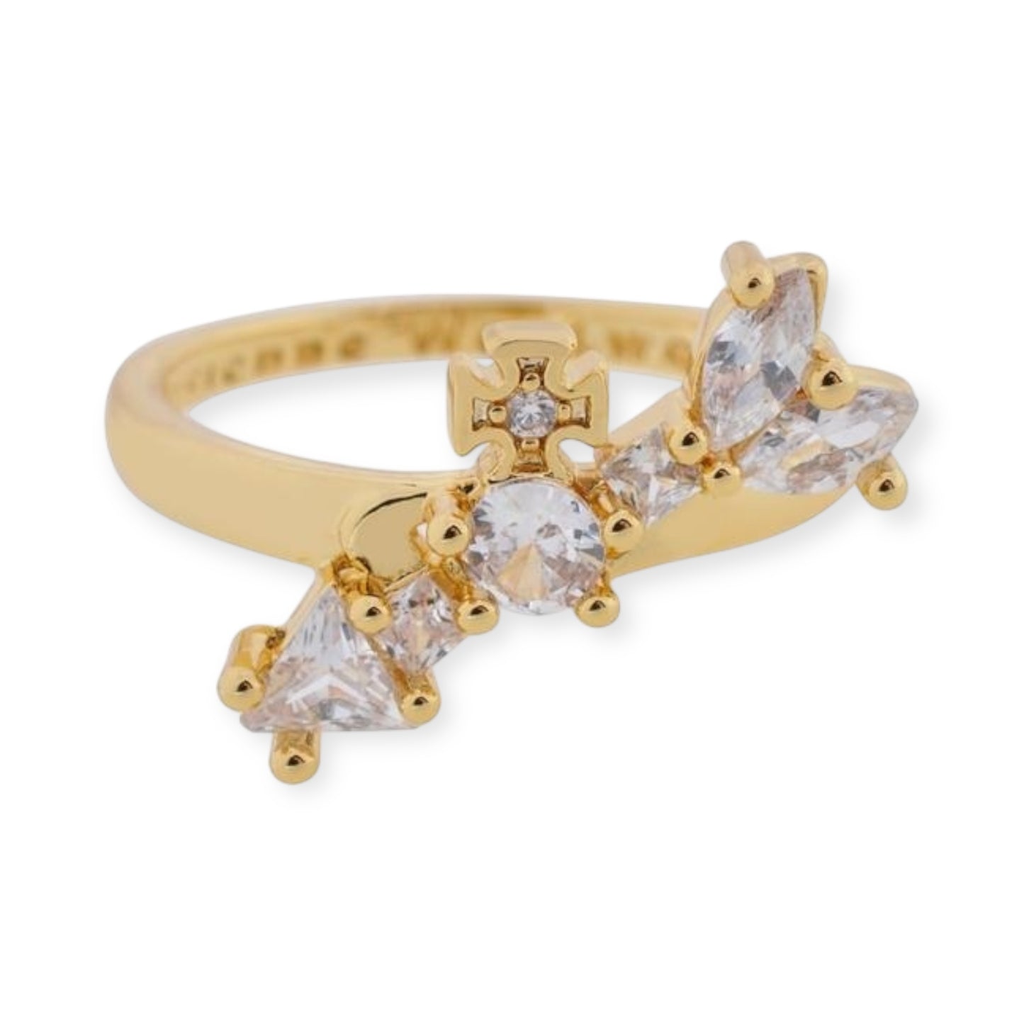 Multi Gem Abstract Arrow Design Ring Gold & Silver (2 colors)