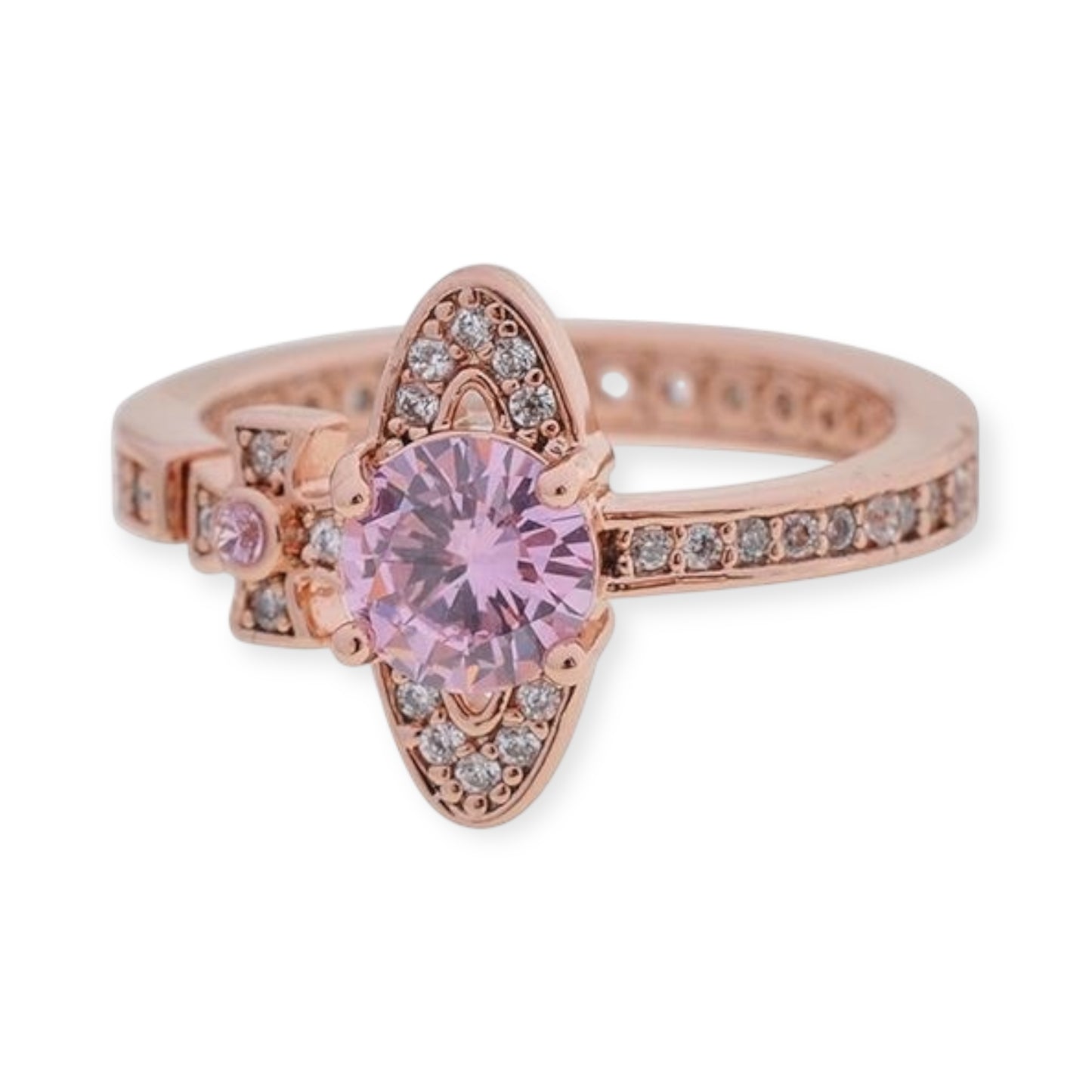 Sideways Orb Design Gem Studded Ring (6 colors)