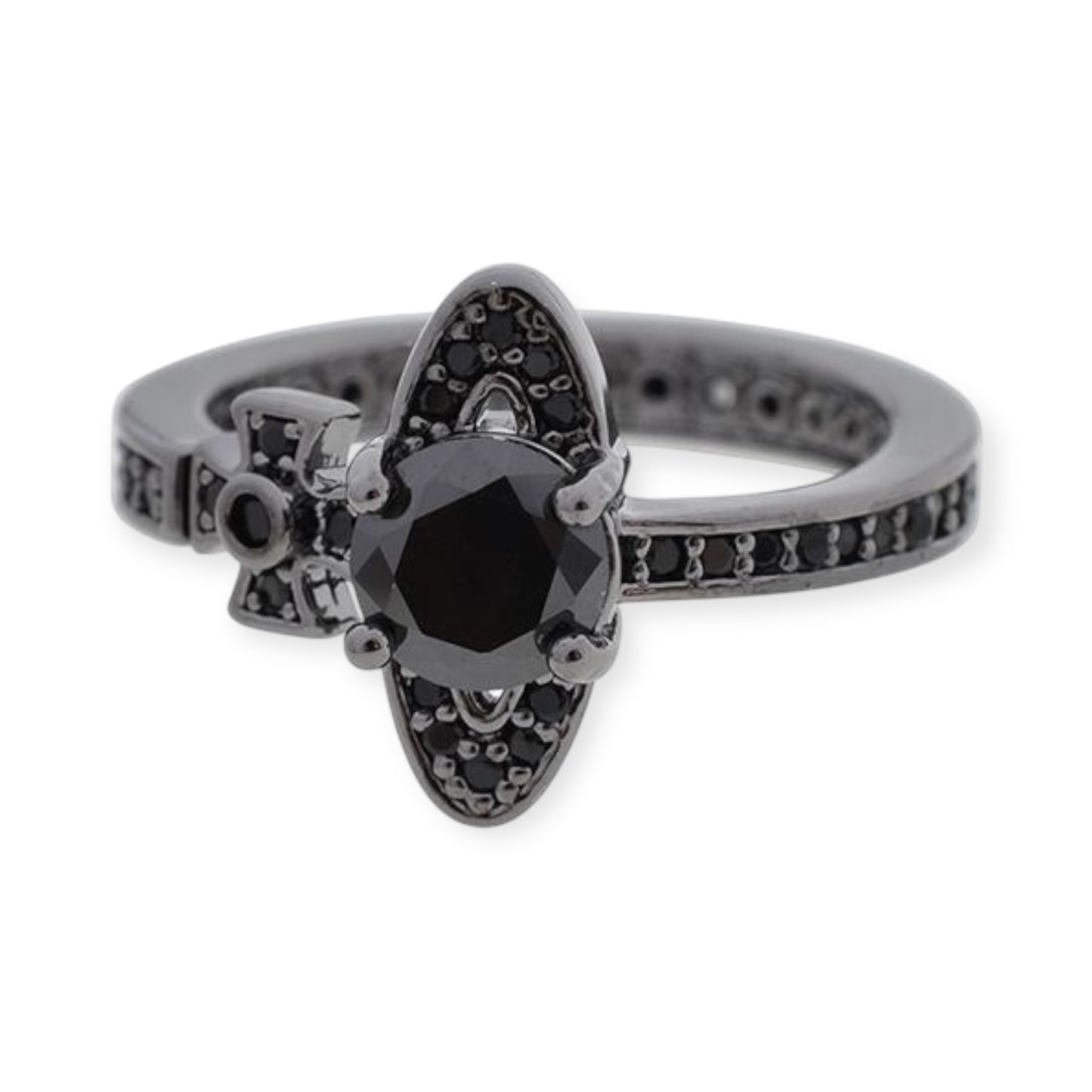 Sideways Orb Design Gem Studded Ring (6 colors)