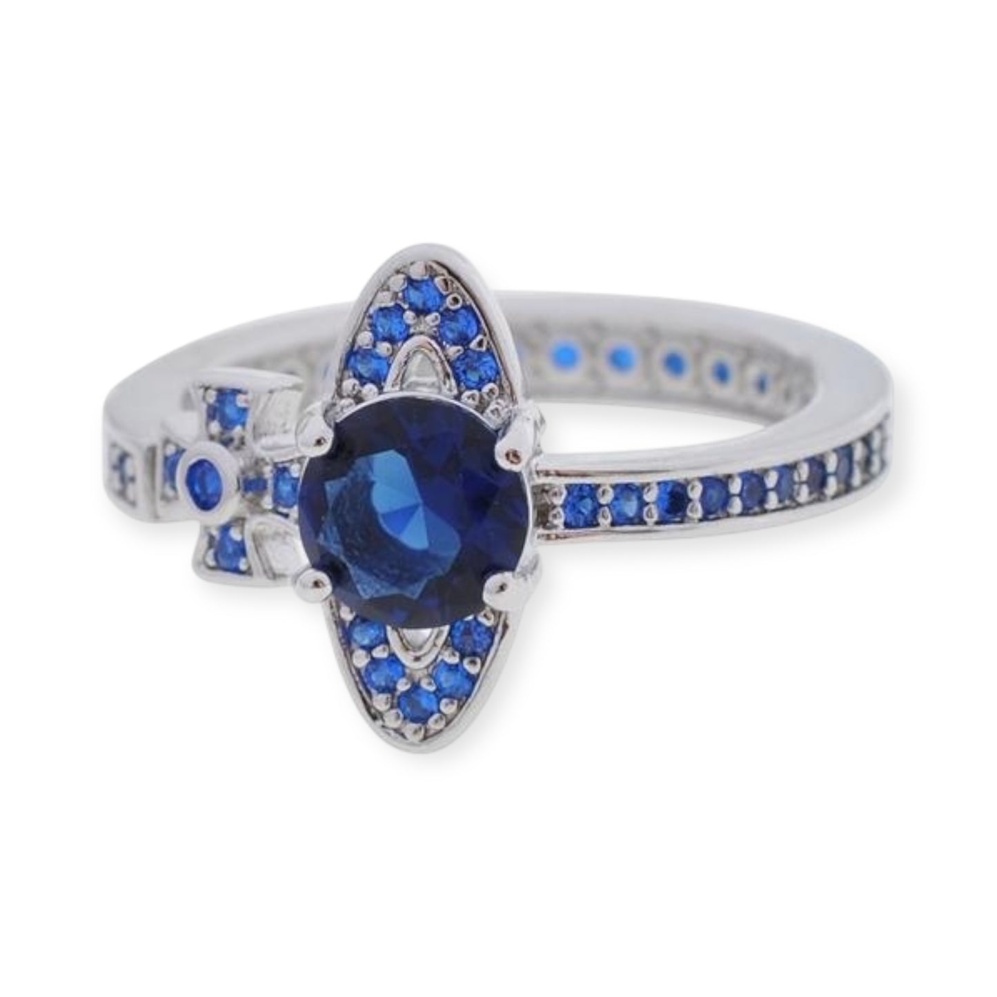 Sideways Orb Design Gem Studded Ring (6 colors)