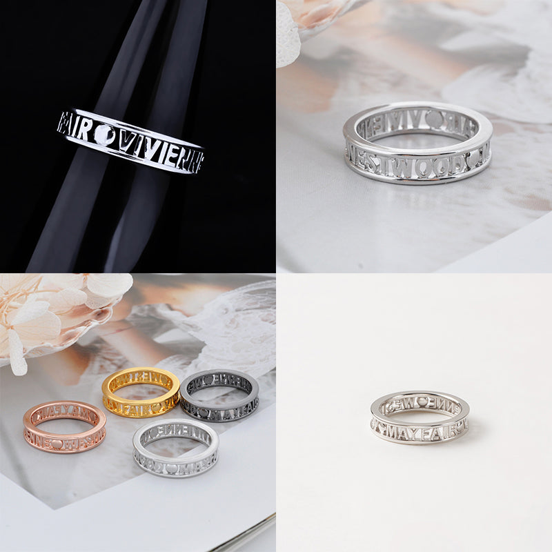 Double Rim Spellout Statement Dot Ring (4 colors)