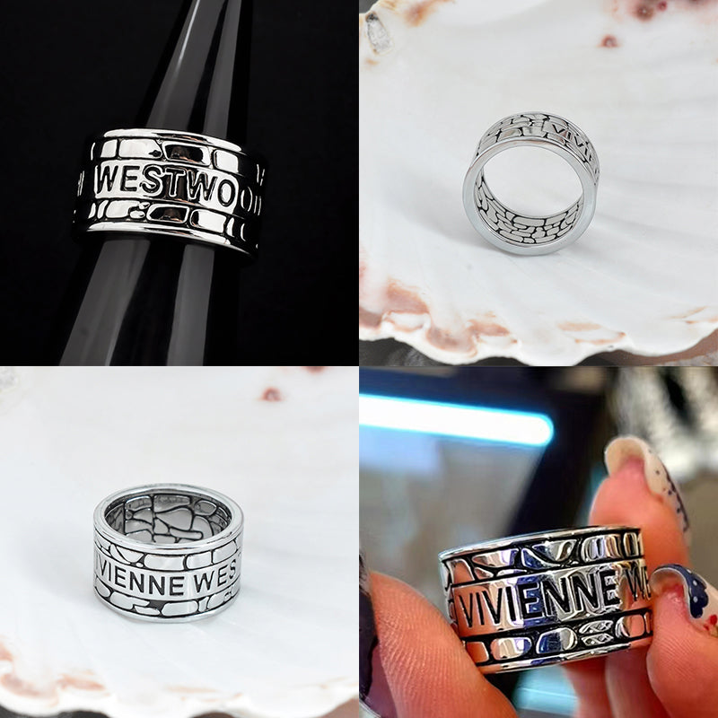 Solid Silver Black Outline Multi Bubble Stone Blob Design Ring