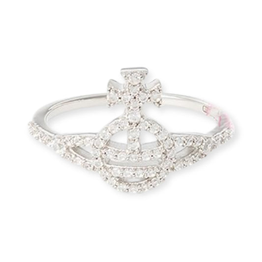 Gem Studded Encrusted Outline Orb Pendant Ring