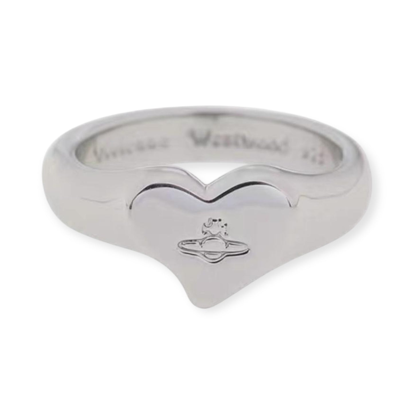 Heart Staple Shape Orb Engraved Ring (3 colors)