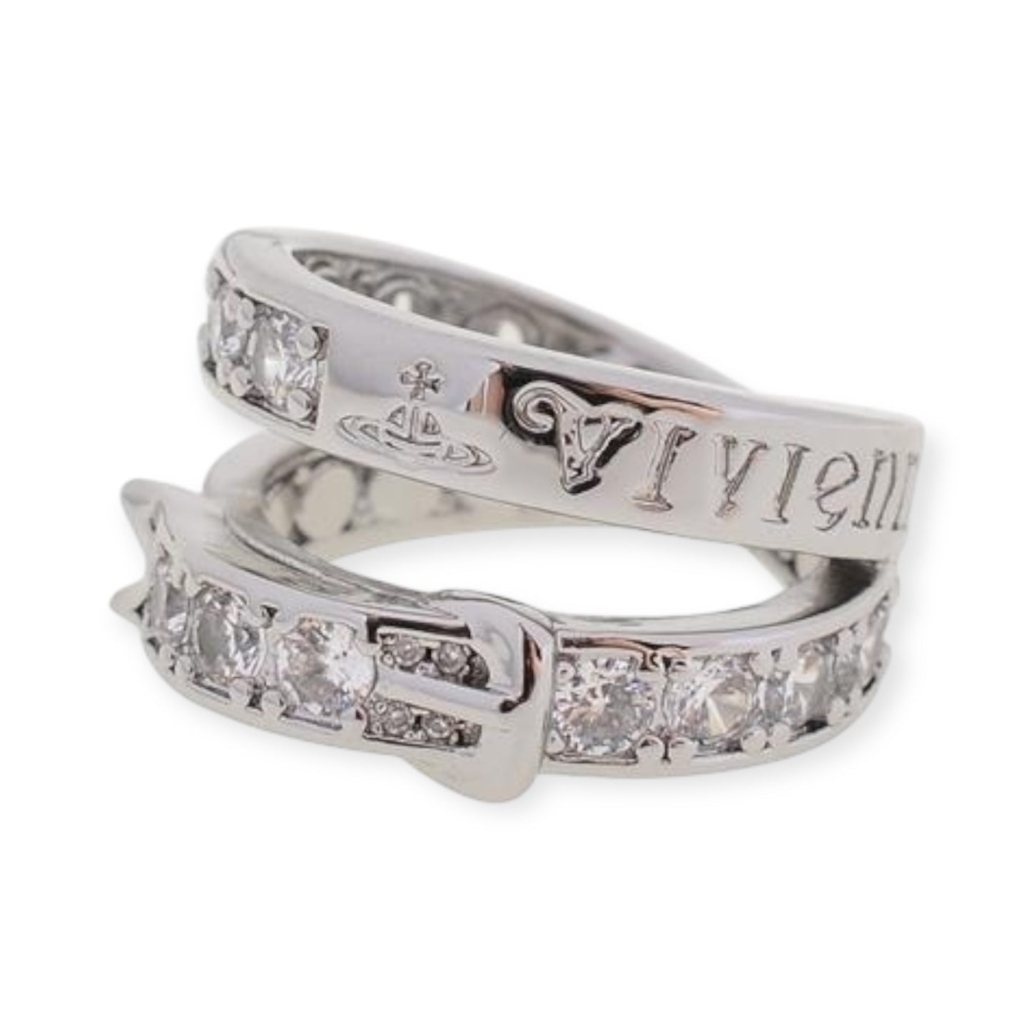 Belt Buckle Gem Studded Double Loop Layer Ring *3 Colors*