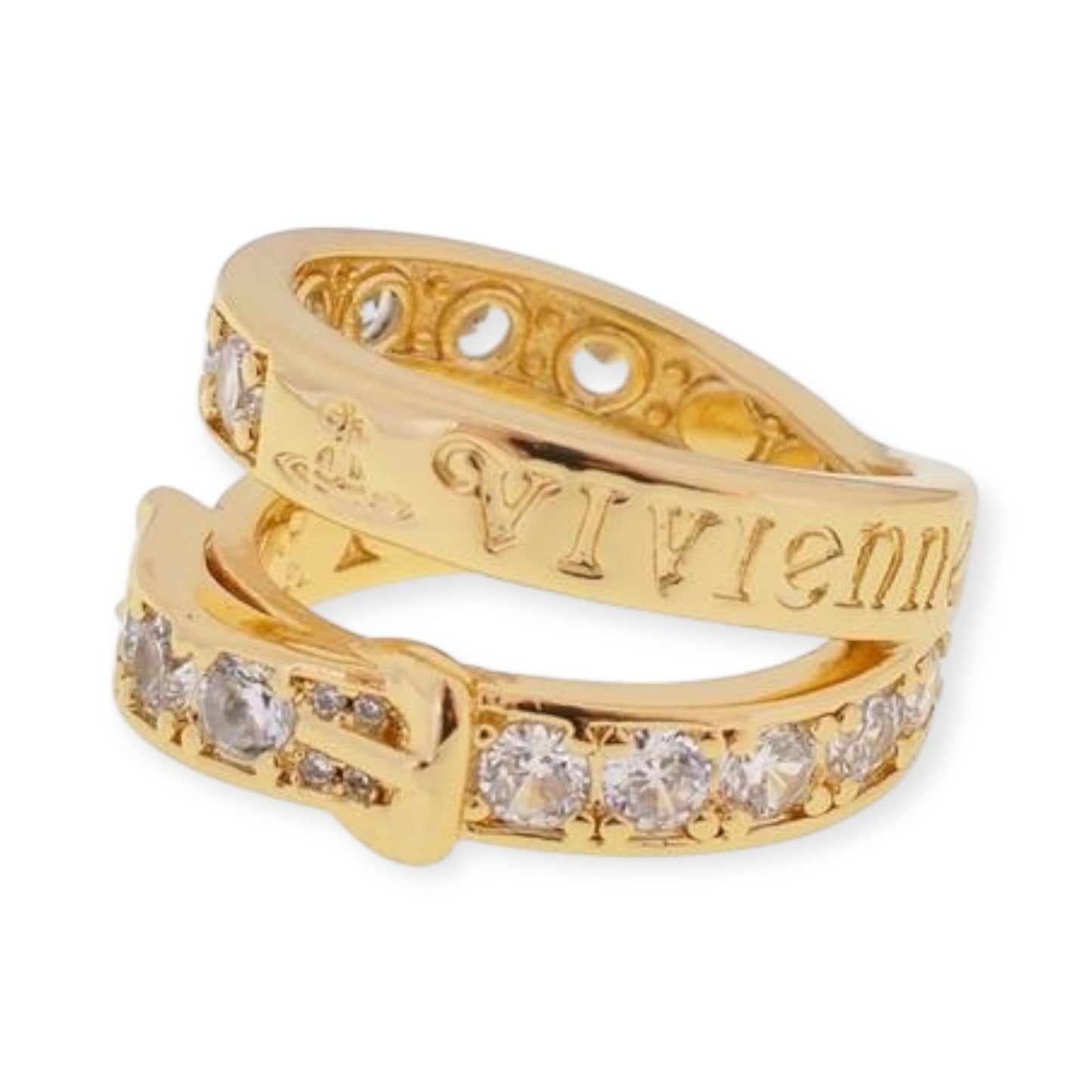 Belt Buckle Gem Studded Double Loop Layer Ring *3 Colors*