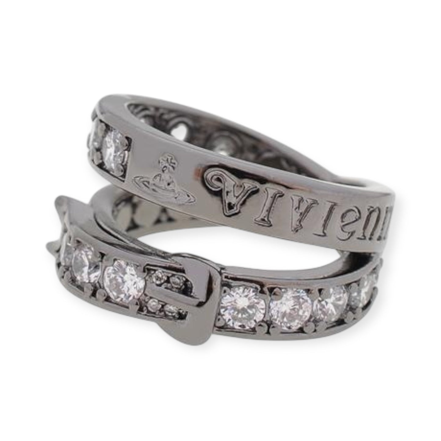 Belt Buckle Gem Studded Double Loop Layer Ring *3 Colors*