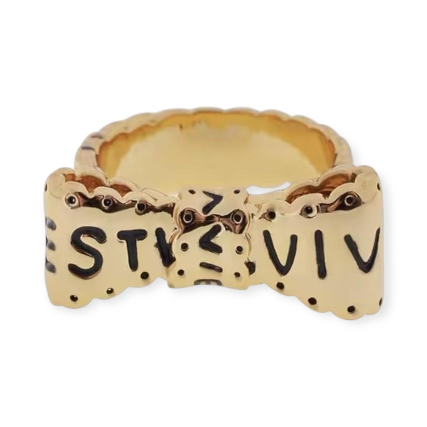 Bowtie Ribbon Letters Design Gold & Silver Ring (2 Colors)