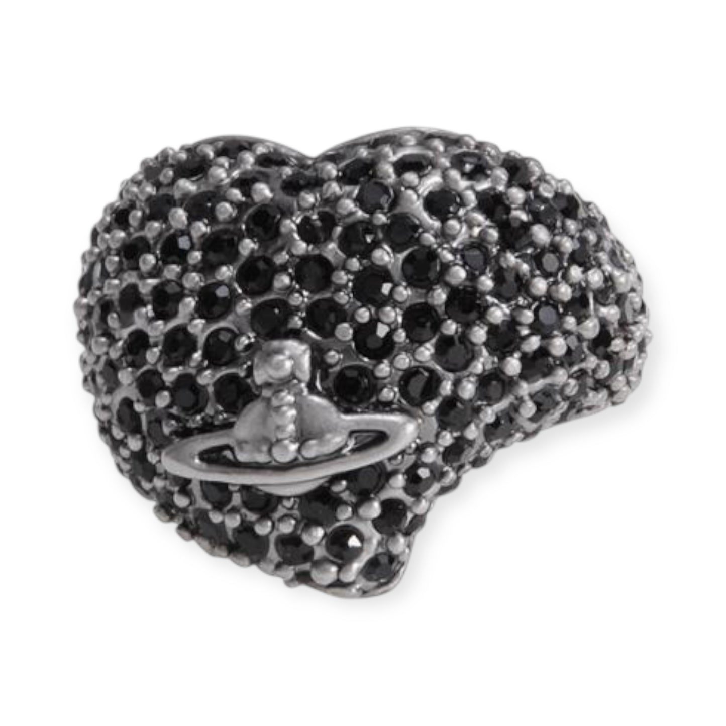 Gem Studded Encrusted Covered Heart Orb Ring (2 Colors)