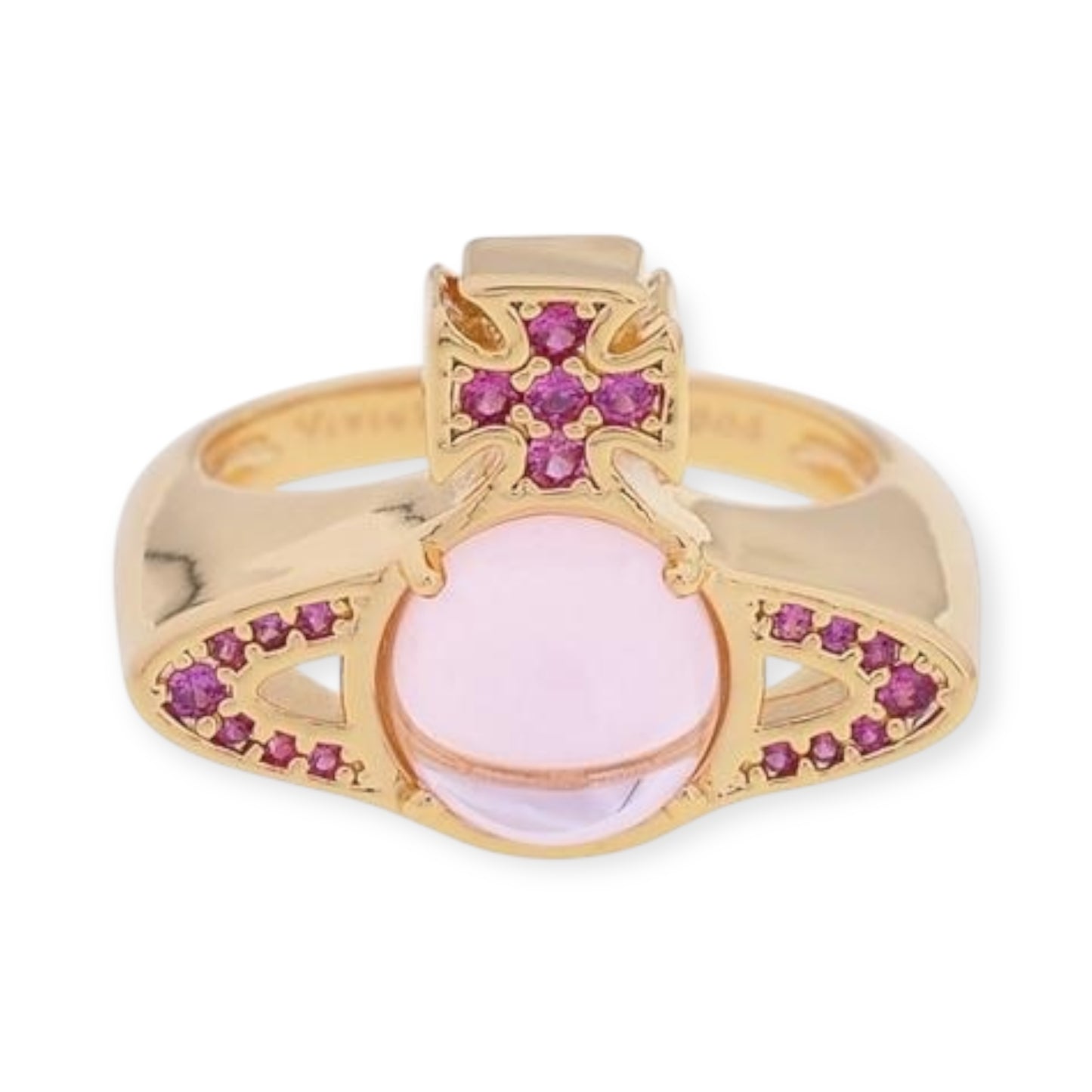 Colorful Studded Gem Orb Pendant Ring (4 Colors)