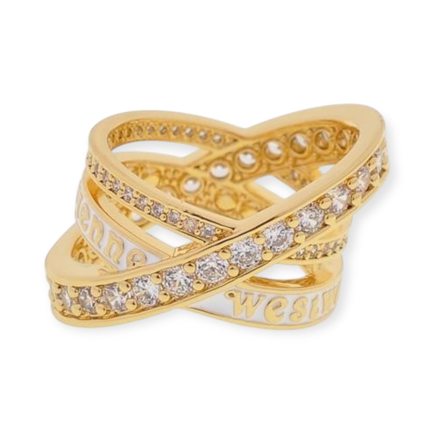 Gem Studded Triple Layer Spiral Eternity Ring (3 Colors)