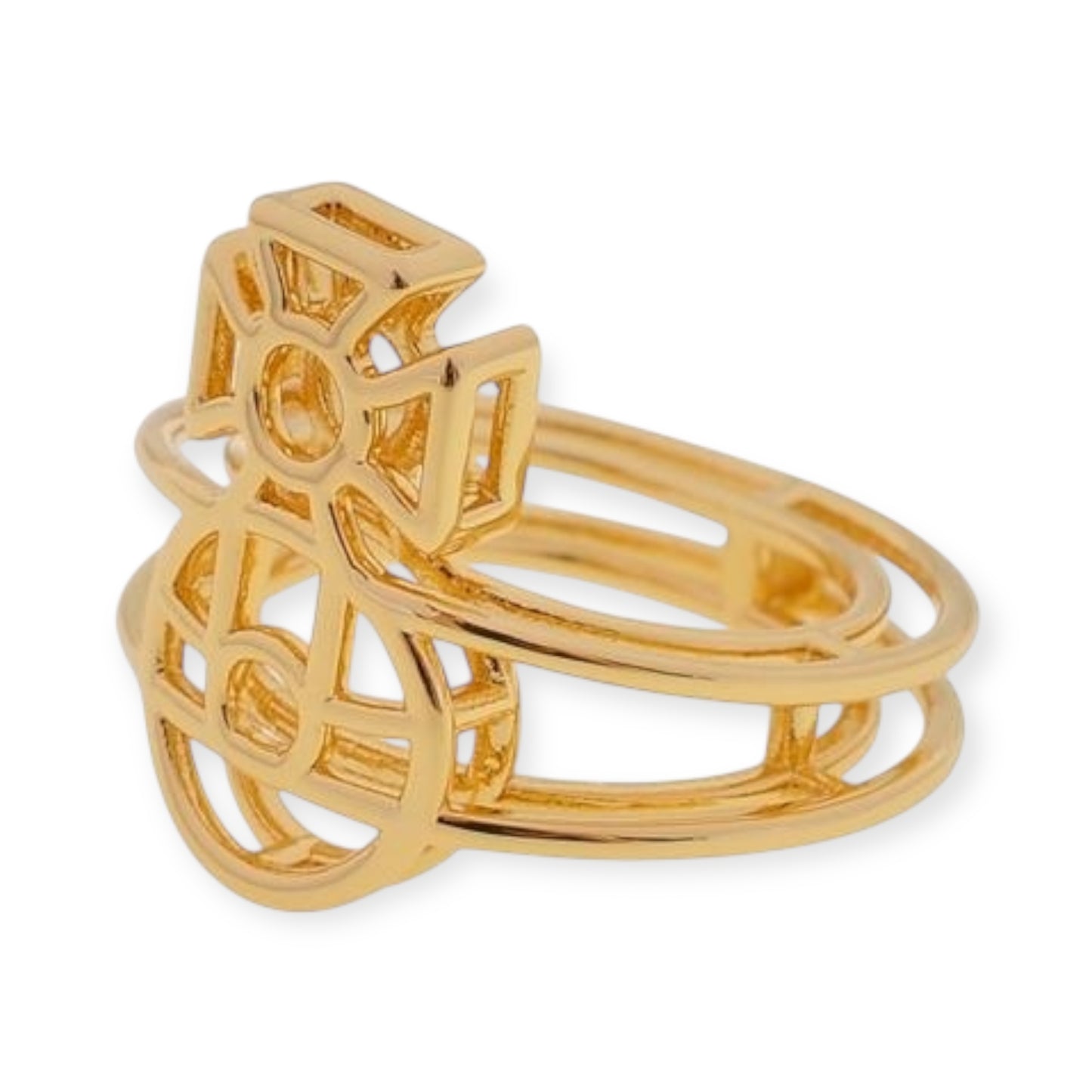 Double Layer Hollow Outline Design Gold & Silver Ring (2 Colors)