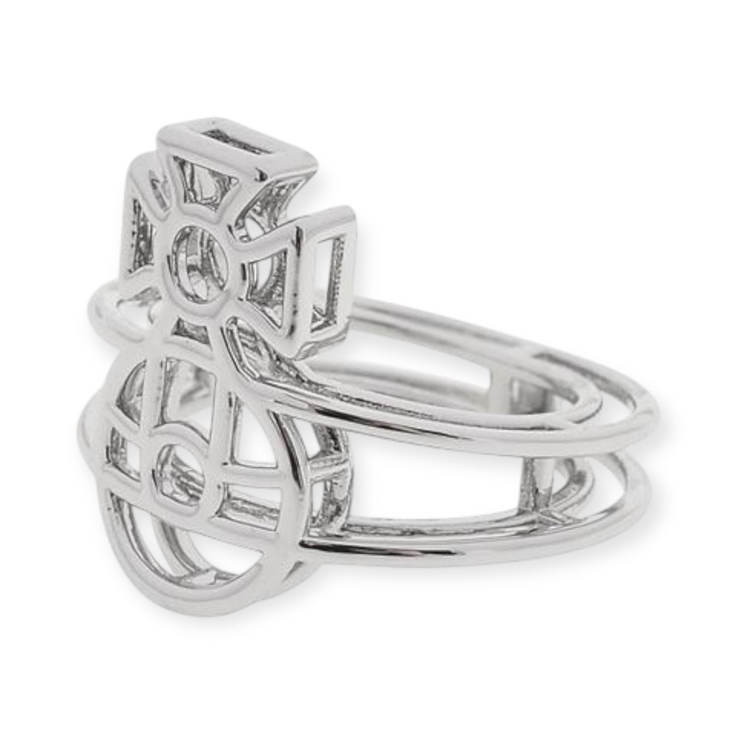 Double Layer Hollow Outline Design Gold & Silver Ring (2 Colors)