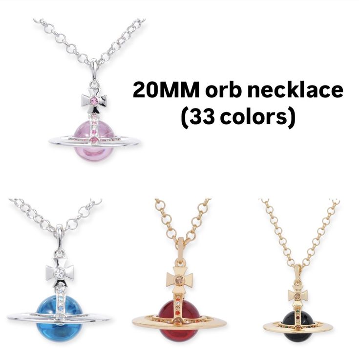 20MM Medium Saturn Orb Pendant Necklace (28 Styles)